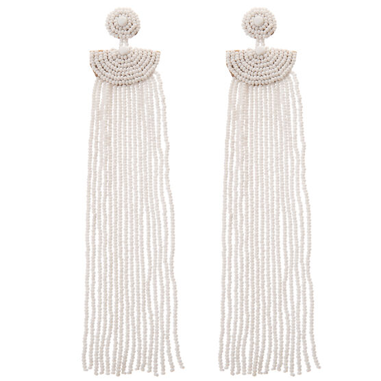 Kifungo long white tassel earrings